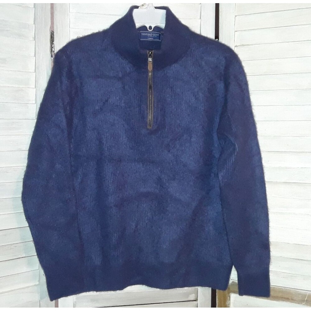 Vineyard Vines Men's Sweater Size XL 100% Cashmere 1/4 Zip Long Sleeve Blue